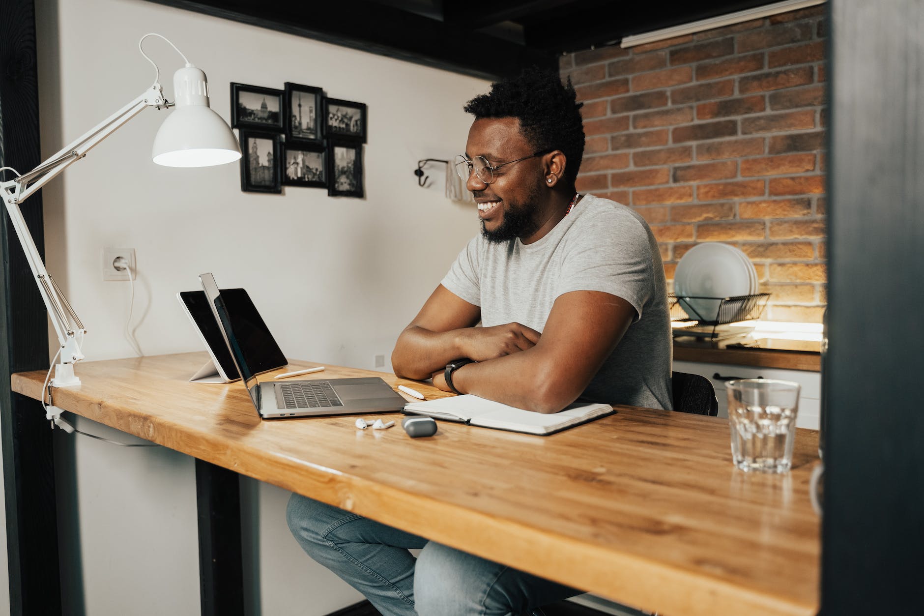 man working from home